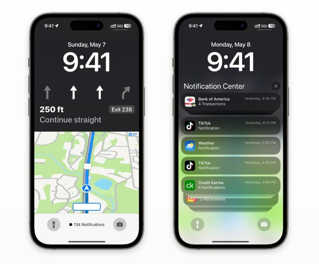 岳阳苹果维修服务分享iOS17锁屏地图导航半屏显示长什么样 